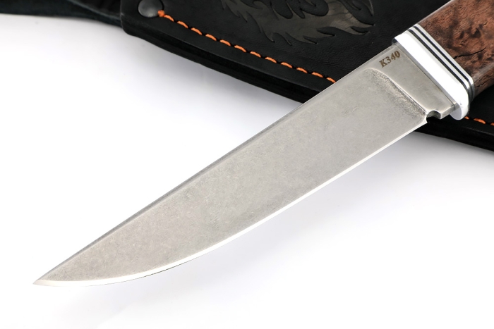 Нож Старатель, К340 рукоять карельская береза коричневая