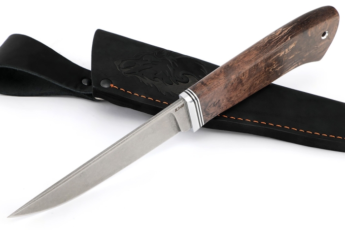 Нож Старатель, К340 рукоять карельская береза коричневая