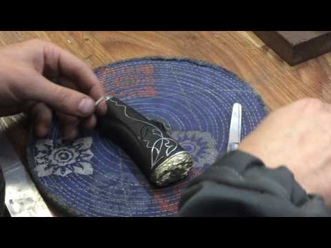 Нож Глухарь (ХВ5-Алмазка, черный граб, инкрустация, мельхиор) резная рукоять