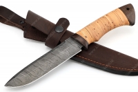 Нож Скат (дамаск, береста) гарда из дерева