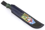 Нож Узбек-3 (К340, зелёная карельская берёза, проставка акрил синий, мельхиор) формованные ножны - Нож Узбек-3 (К340, зелёная карельская берёза, проставка акрил синий, мельхиор) формованные ножны
