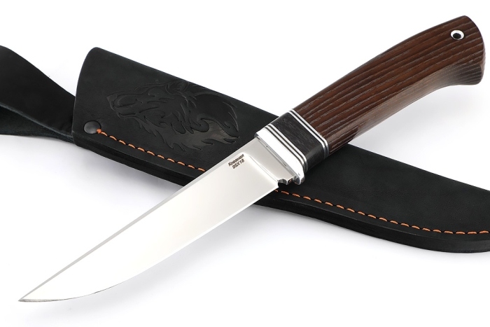Нож Старатель, 95х18 рукоять вставка черный граб, термоциклированный ясень
