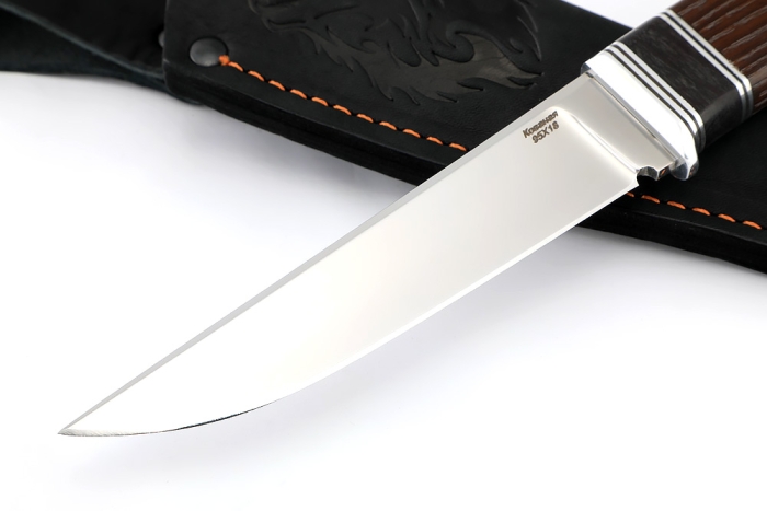 Нож Старатель, 95х18 рукоять вставка черный граб, термоциклированный ясень