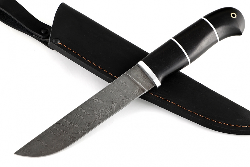 Нож Скорпион (дамаск, чёрный граб)