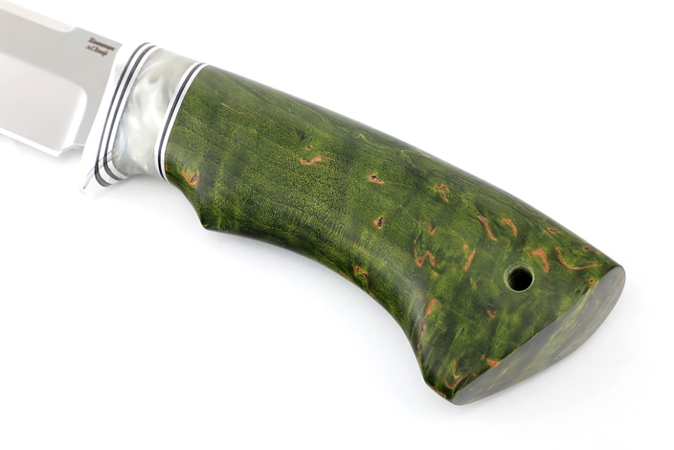 Нож Скат (х12МФ, вставка акрил белый, карельская берёза)