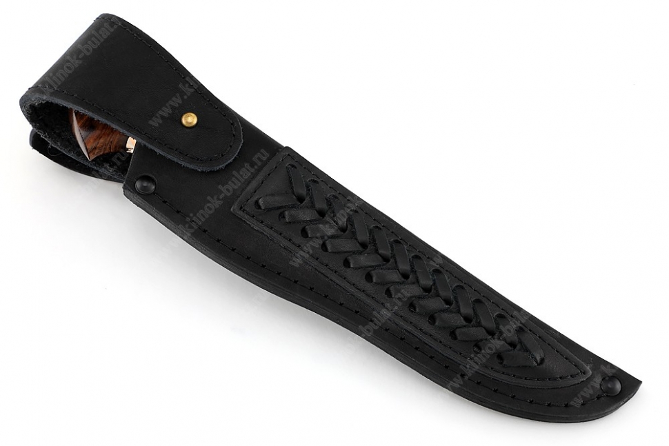 Нож Рысь (булат, стабилизированный зуб мамонта, мокумэ-ганэ, айронвуд)