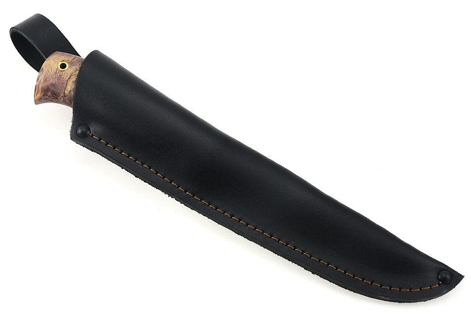 Нож Судак большой (дамаск, карельская берёза)