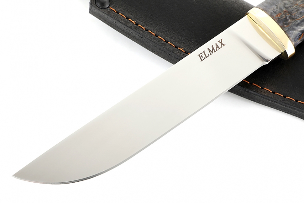 Нож Скорпион (порошковая сталь Elmax, стабилизированная карельская берёза)