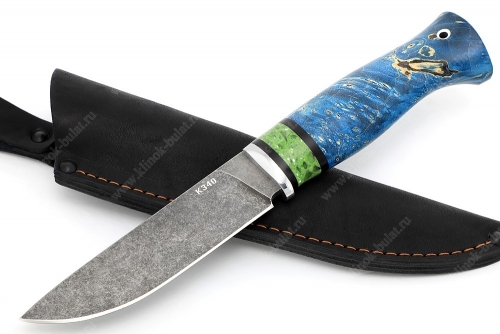 Нож Рысь (К340, рукоять наборная, стабилизированный кап клёна, вставка акрил)