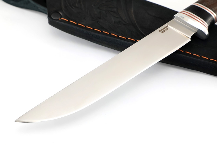 Нож Зубатка (95Х18, вставка черный граб, ясень термоциклированный)