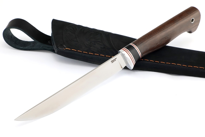 Нож Зубатка (95Х18, вставка черный граб, ясень термоциклированный)