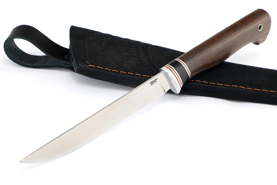 Нож Зубатка (95Х18, вставка черный граб, ясень термоциклированный)