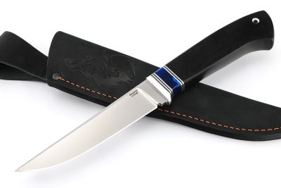 Нож Старатель, Х12МФ рукоять вставка акрил синий, черный граб