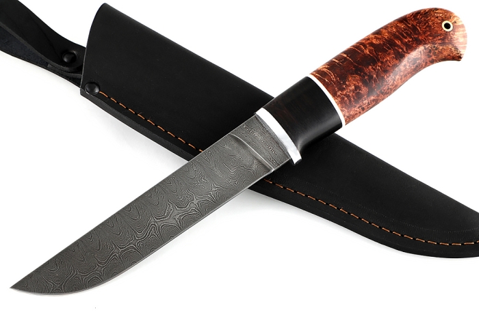 Нож Скорпион (дамаск, карельская берёза)