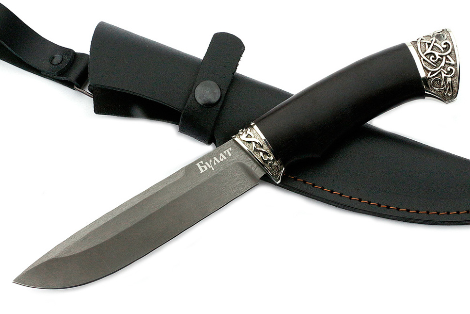 Нож Скат (булат, чёрный граб - мельхиор)