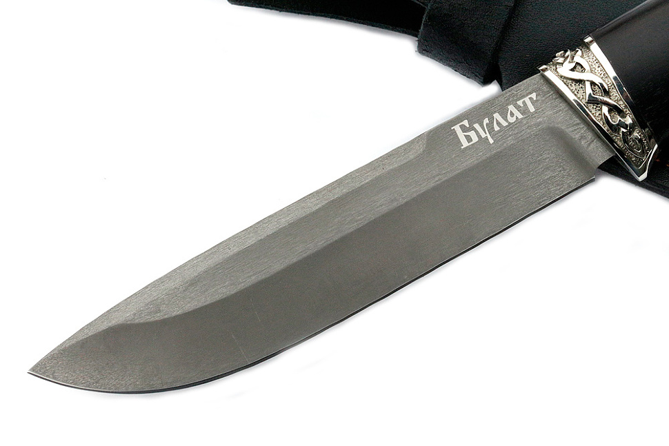 Нож Скат (булат, чёрный граб - мельхиор)