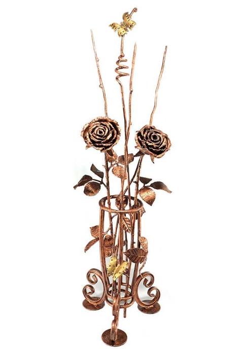 Кованые розы в вазе - Ритуальная композиция №2 (ручная ковка)