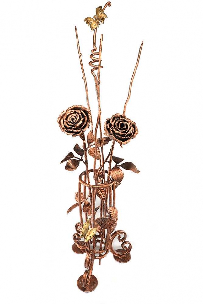 Кованые розы в вазе - Ритуальная композиция №2 (ручная ковка)