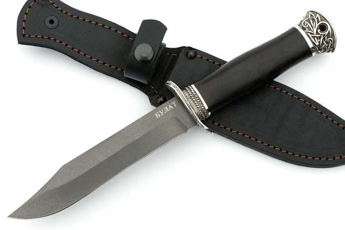 Нож Гладиатор (булат, чёрный граб - мельхиор)