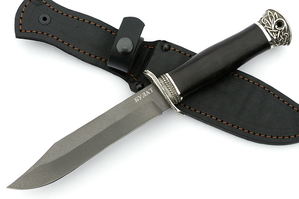 Нож Гладиатор (булат, чёрный граб - мельхиор)