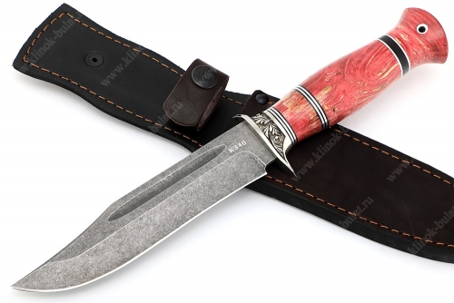 Нож Атака (К340, рукоять наборная стабилизированный кап клёна, гарда мельхиор)