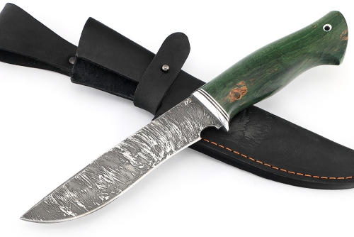 Нож Флагман (D2, карельская берёза зеленая)
