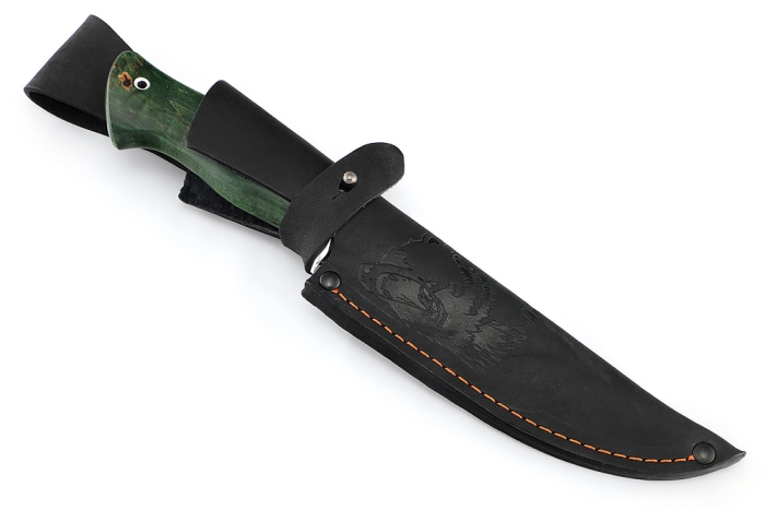 Нож Флагман (D2, карельская берёза зеленая)
