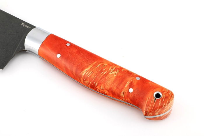 Нож Шеф большой (булат, рукоять дюраль - карельская береза стабилизированная) цельнометаллический