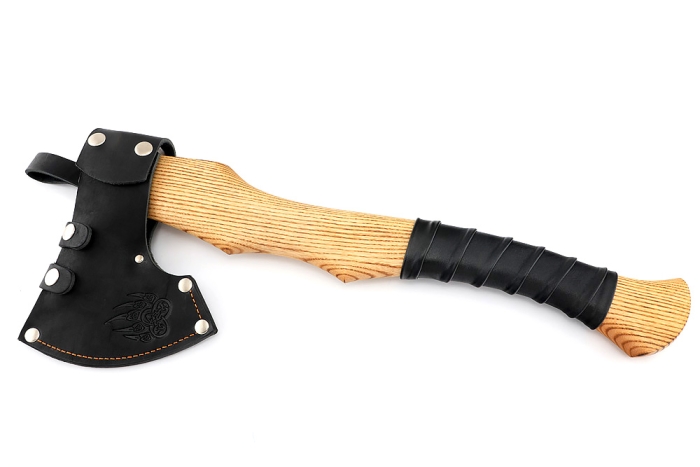 Топор большой №1 (сплав УГЛЕРОД+ХВГ, рукоять - ясень+кожа)