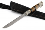 Нож Зубатка (К340, рукоять наборная чёрный граб, венге, фибра, мельхиор) - Нож Зубатка (К340, рукоять наборная чёрный граб, венге, фибра, мельхиор)