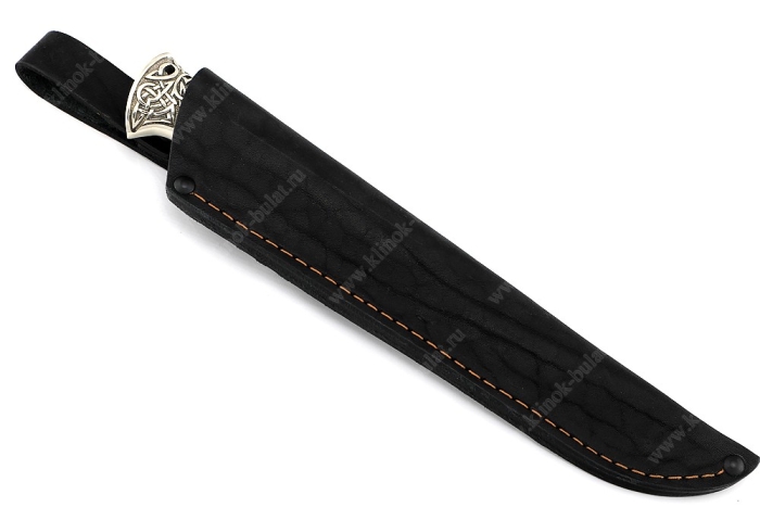 Нож Зубатка (К340, рукоять наборная чёрный граб, венге, фибра, мельхиор)