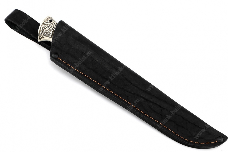 Нож Зубатка (К340, рукоять наборная чёрный граб, венге, фибра, мельхиор)