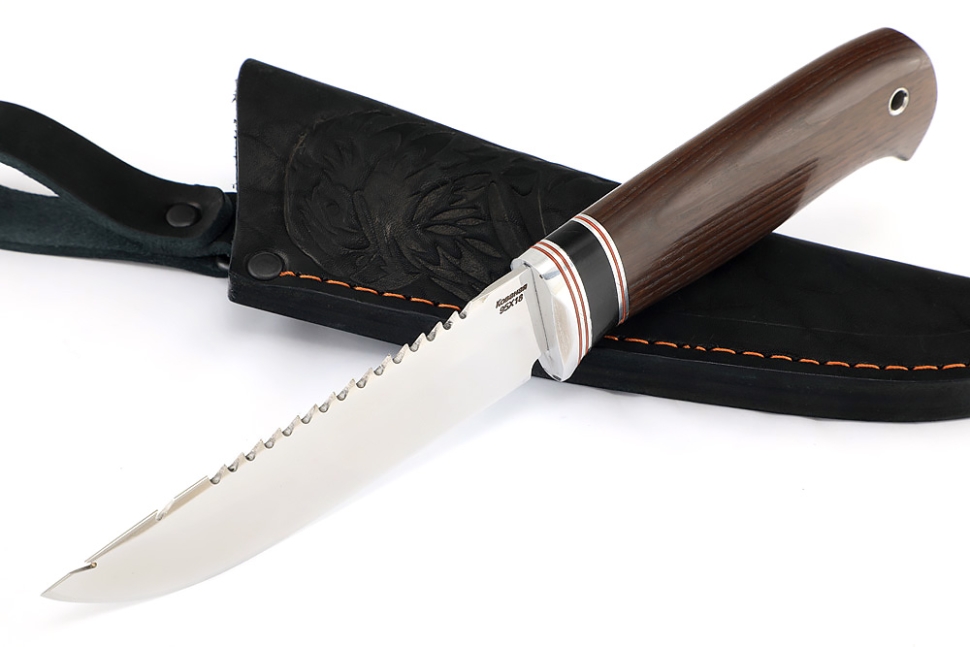 Нож Судак малый (95Х18, вставка черный граб, ясень термоциклированный)
