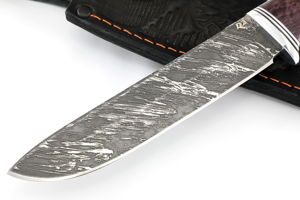 Нож Скат (D2, карельская берёза фиолетовая)