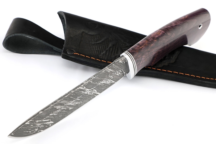 Нож Скат (D2, карельская берёза фиолетовая)