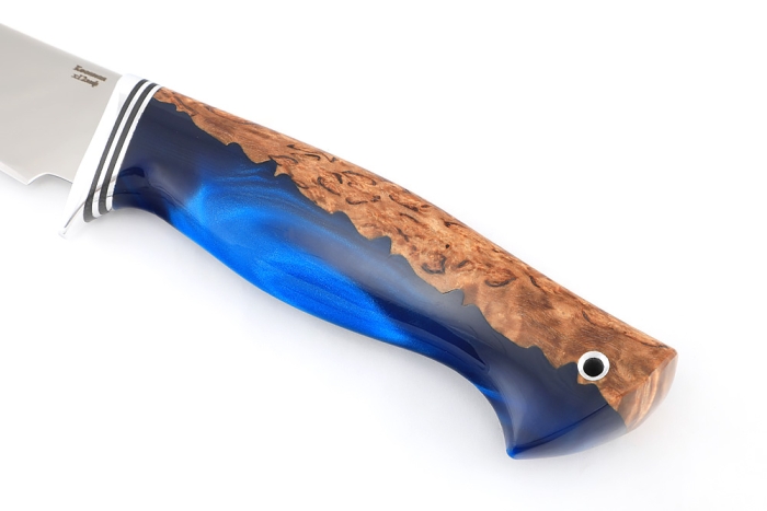 Нож Филейный средний (х12МФ, рукоять гибрид- карельская береза акрил синий)