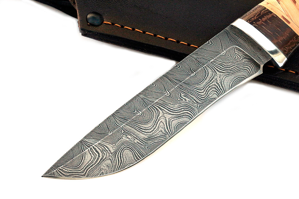 Нож Соболь (дамаск, береста)