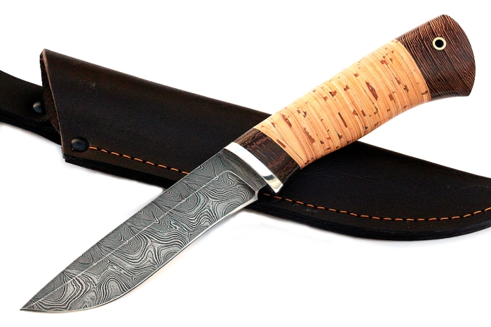 Нож Соболь (дамаск, береста)