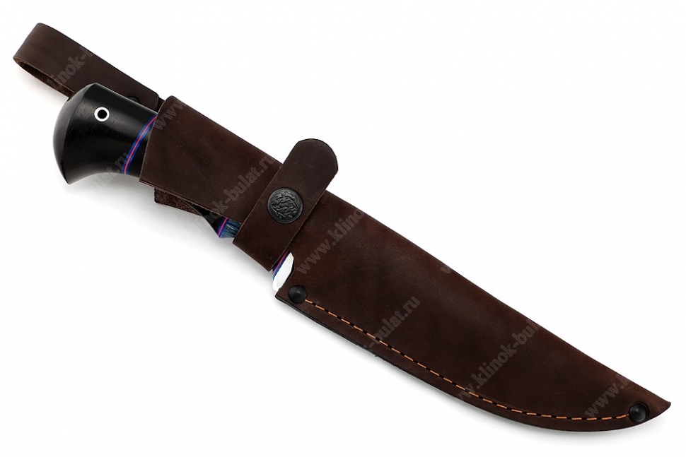 Нож Комар (К340, рукоять чёрный граб, вставка акрил синий)