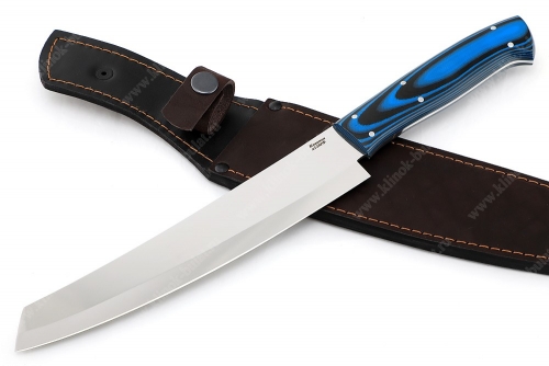 Нож Шеф-повар №2 (х12МФ, цельнометаллический; рукоять G10 синяя) 