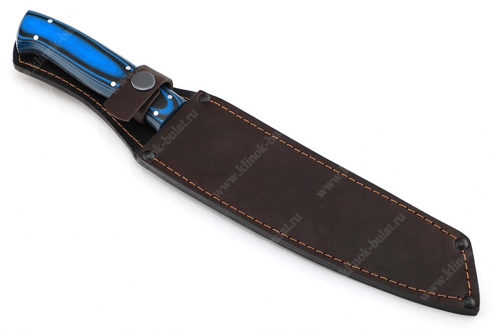 Нож Шеф-повар №2 (х12МФ, цельнометаллический; рукоять G10 синяя)