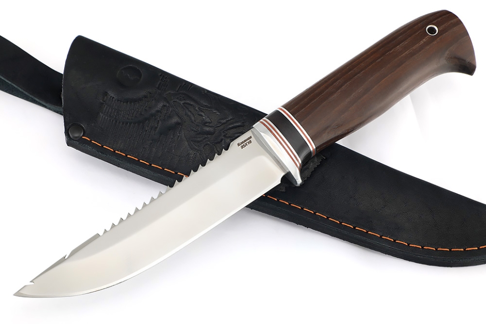 Нож Судак большой (95х18, вставка черный граб, ясень термоциклированный)