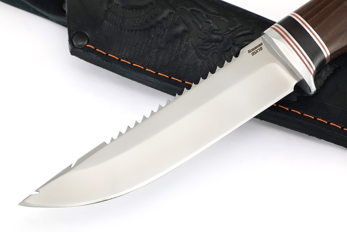 Нож Судак большой (95х18, вставка черный граб, ясень термоциклированный)