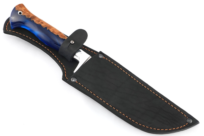 Нож Узбек (х12МФ, рукоять гибрид карельская береза акрил синий)