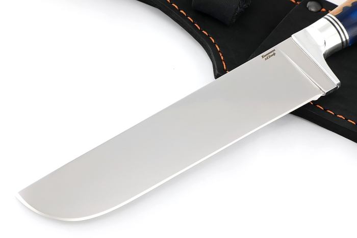 Нож Узбек (х12МФ, рукоять гибрид карельская береза акрил синий)