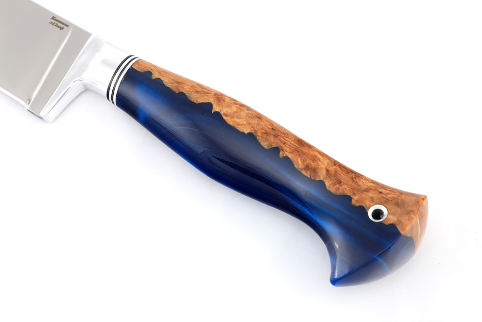 Нож Узбек (х12МФ, рукоять гибрид карельская береза акрил синий)