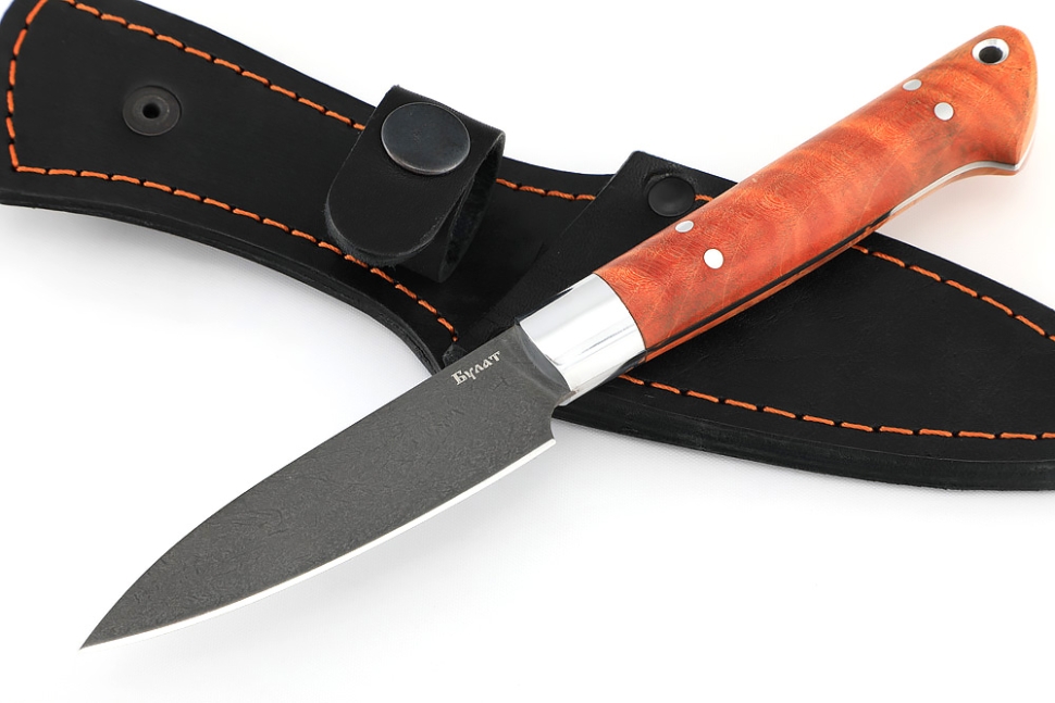 Нож Шеф малый - овощной (булат, цельнометаллический; рукоять - карельская береза)