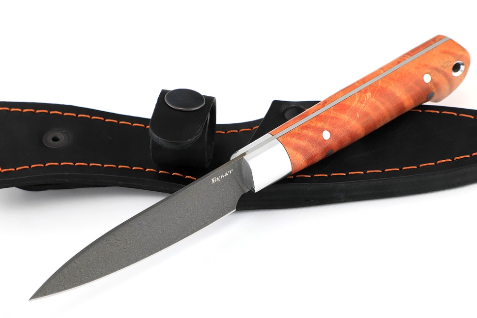 Нож Шеф малый - овощной (булат, цельнометаллический; рукоять - карельская береза)