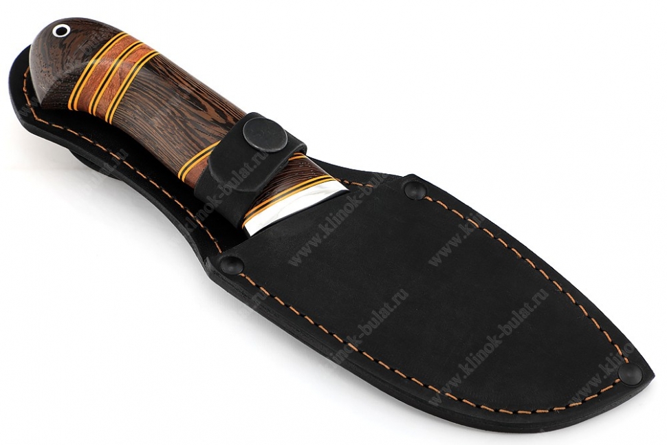 Нож Потрошитель (К340, рукоять наборная венге, вставки бубинга, фибра)