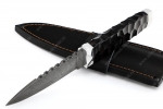 Нож Скин-Ду (дамаск, чёрный граб - дюраль) рукоять обточена под камень - Шотландский национальный нож Скин-Ду